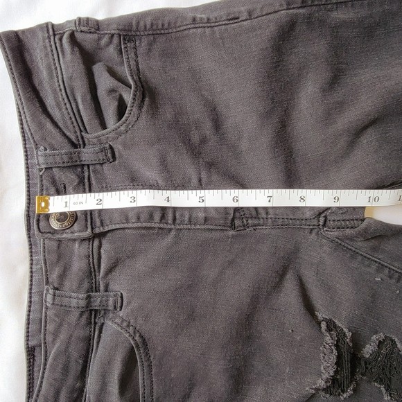 American Eagle Juniors 0 High Rise Skinny Ankle Distressed Acid Black Wash Jeans - Picture 11 of 12